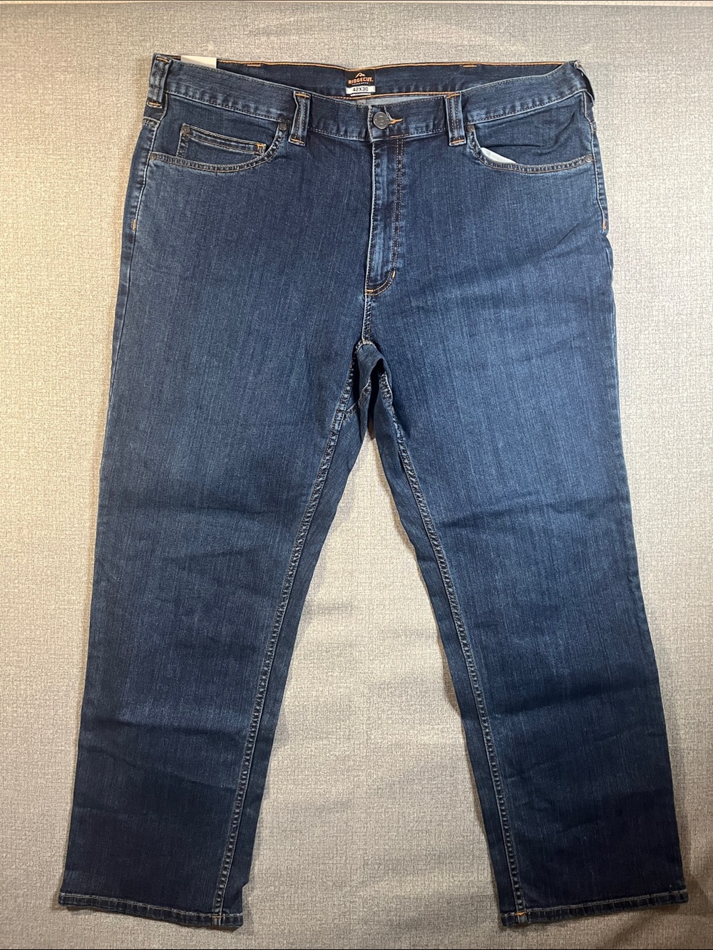 RidgeCut Toughwear Work Flex Dark Denim Straight Leg Jeans, Mens size 42x30